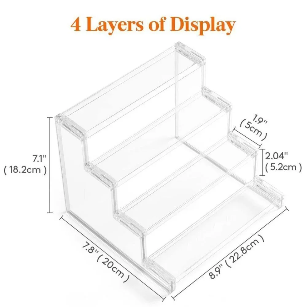 4 Tier Clear Display Risers Stand, Plastic Organizers for Figures - 9inch_1 pack